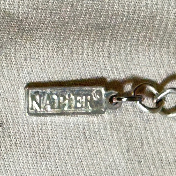 Napier Silver Tone Purple Agate Clear Crystal & Beaded Necklace Vintage - Picture 6 of 12